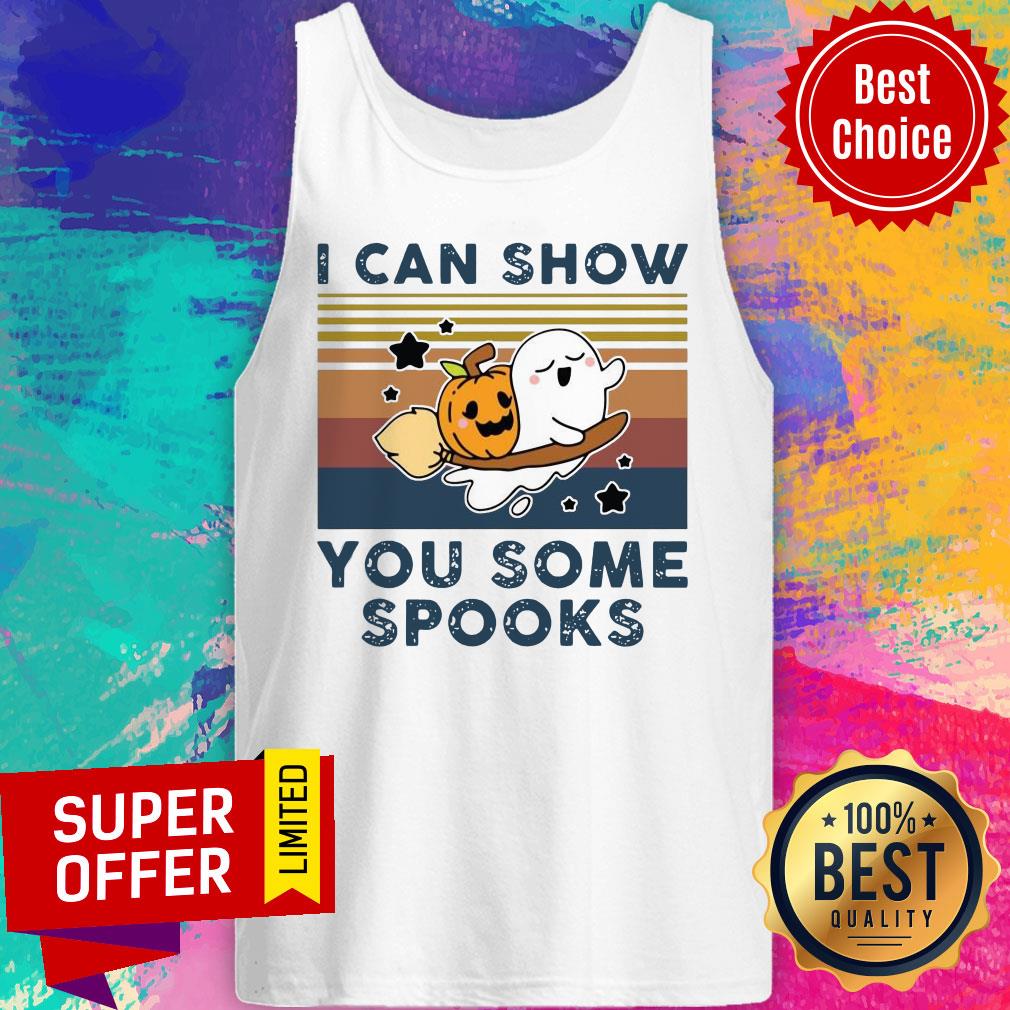 Pumpkin Ghost Halloween I Can Show You Some Spooks Vintage Shirt - Image 4