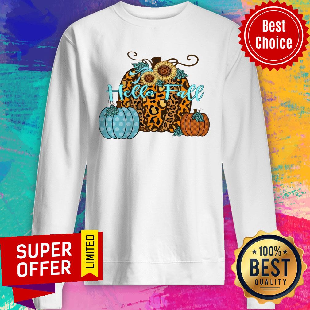 Pumpkin Hello Fall Mini Cheetah Flower Halloween Shirt - Image 5