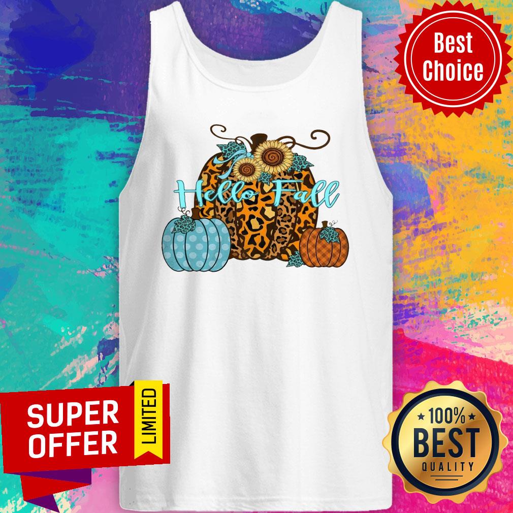Pumpkin Hello Fall Mini Cheetah Flower Halloween Shirt - Image 4