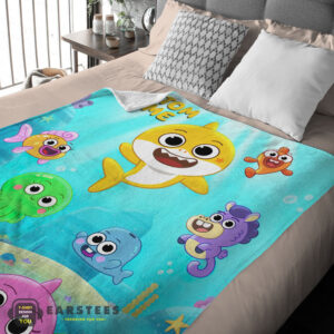 Alternative view of Good Baby Shark & Friends Poster Yellow Text Blanket Fleece Customized Blanket