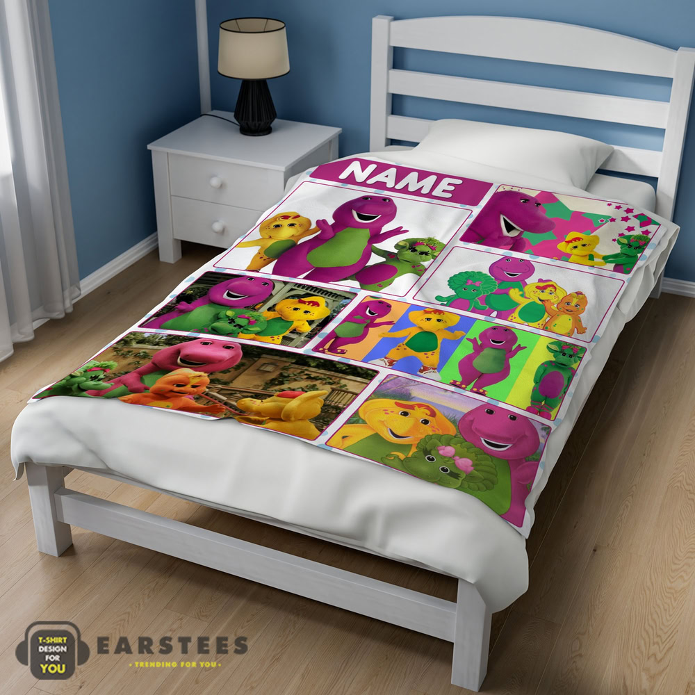 Good Barney & Friends Characters Collage Blanket Fleece Customized Blanket - Image 2
