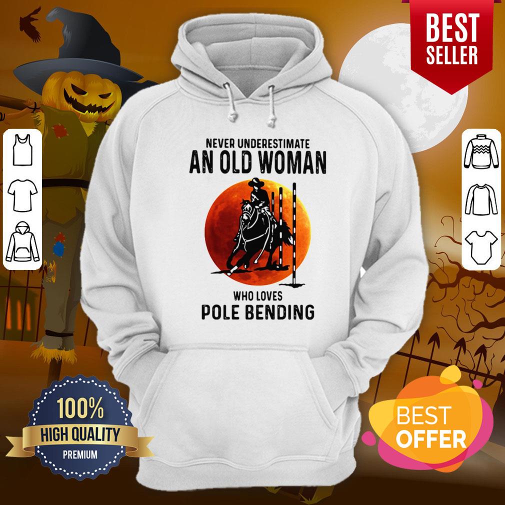Never Underestimate An Old Woman Who Loves Pole Bending Sunset Shirt - Image 4