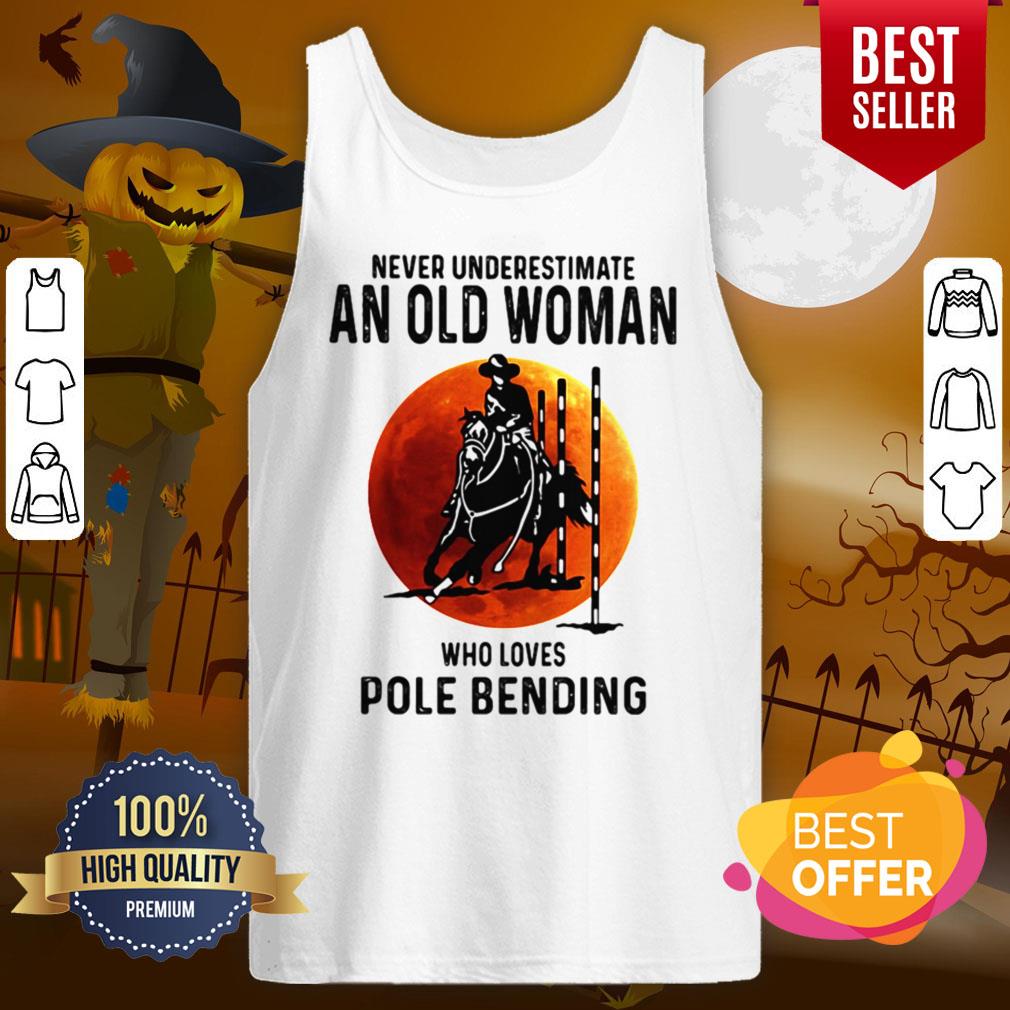 Never Underestimate An Old Woman Who Loves Pole Bending Sunset Shirt - Image 2