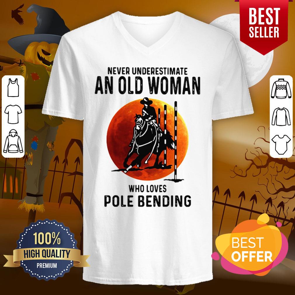 Never Underestimate An Old Woman Who Loves Pole Bending Sunset Shirt - Image 5