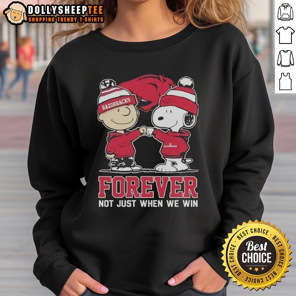 Good Peanut Snoopy Charlie Brown Arkansas Razorbacks Forever Not Just When We Win T-Shirt - Image 5