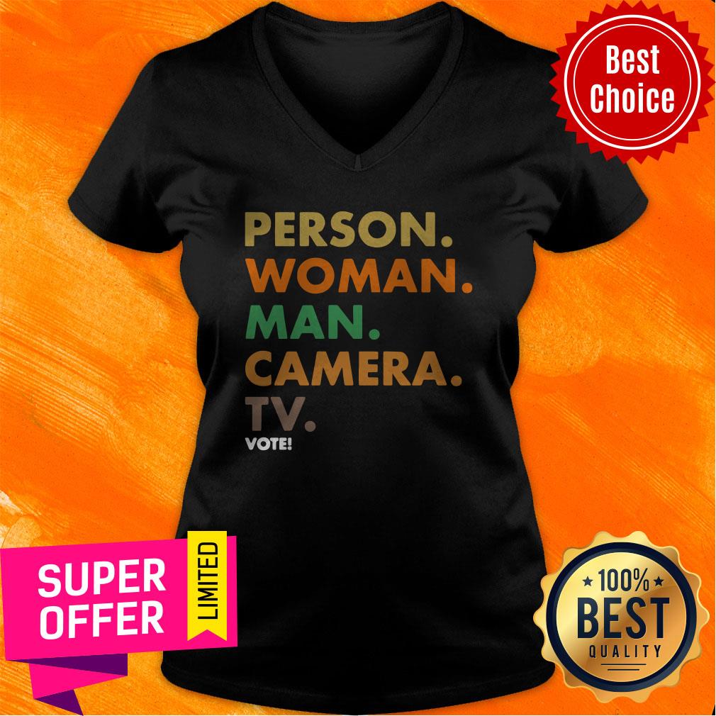 Nice Person Woman Man Camera TV Vote Retro Cognitive 45 Shirt - Image 4