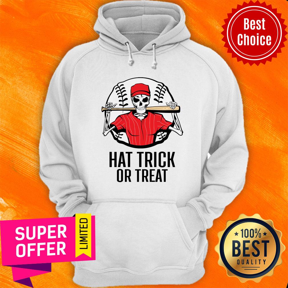 Skeleton Baseball Hat Trick Or Treat Halloween Shirt - Image 2