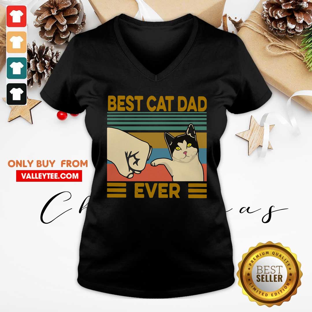 High Quality Best Cat Dad Ever Vintage Shirt - Image 4