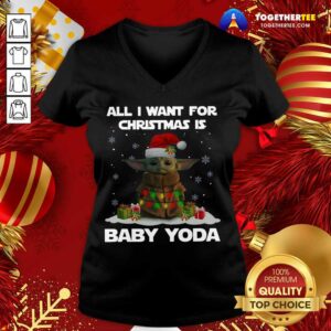 Alternative view of Awesome All I Want For Christmas Is Baby Yoda Santa Gift Shirt