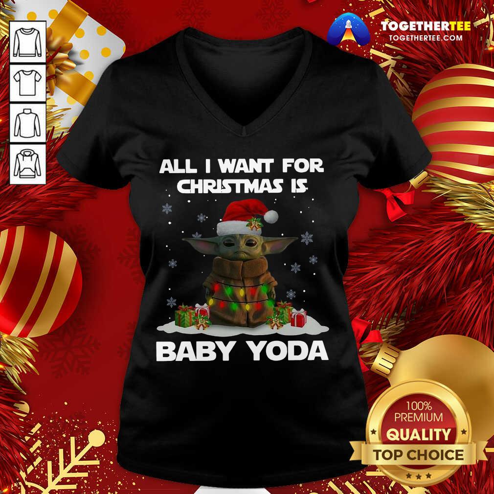Awesome All I Want For Christmas Is Baby Yoda Santa Gift Shirt - Image 2