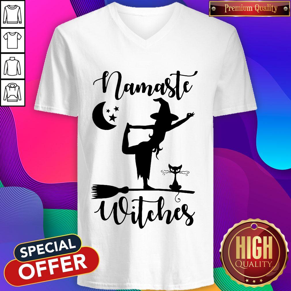 Awesome Namaste Witches Cat Halloween Shirt - Image 2