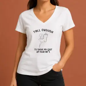 Alternative view of Awesome Tall Enough To Shove My Foot Up Your Arse Funny Rude Cartoon Stick Figure Shirt