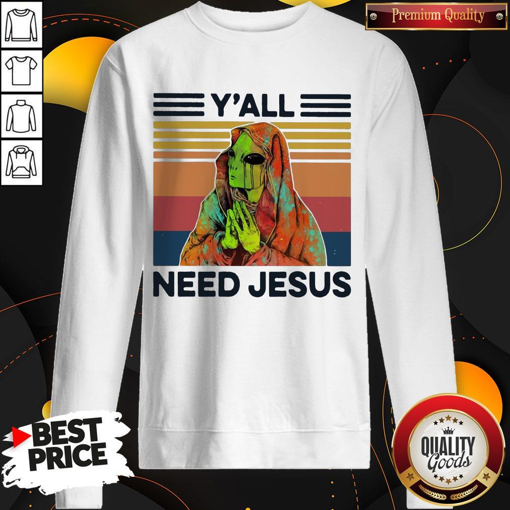 Y’all Need Jesus Alien Vintage Retro Shirt - Image 4