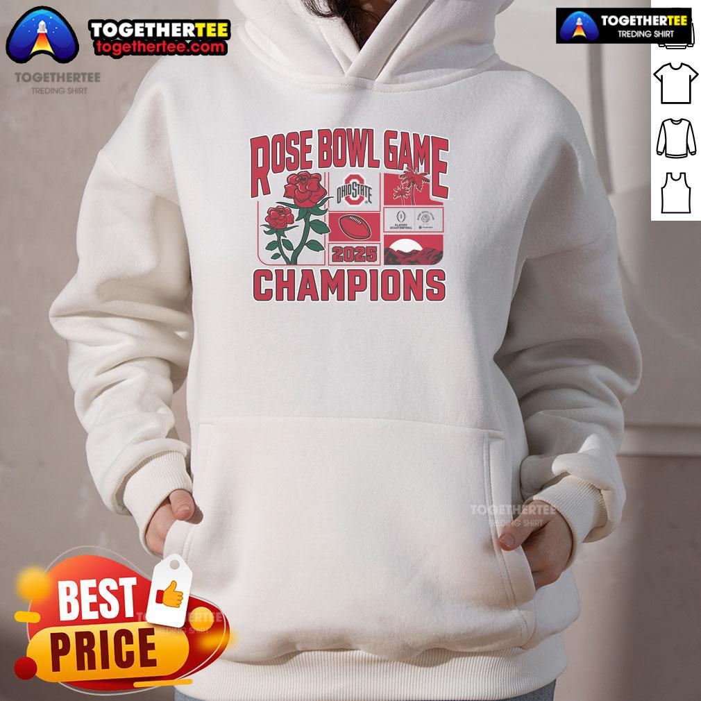 Official Ohio State Buckeyes College Football Playoff 2025 Rose Bowl Champions Victory Ahead T-Shirt - Image 2