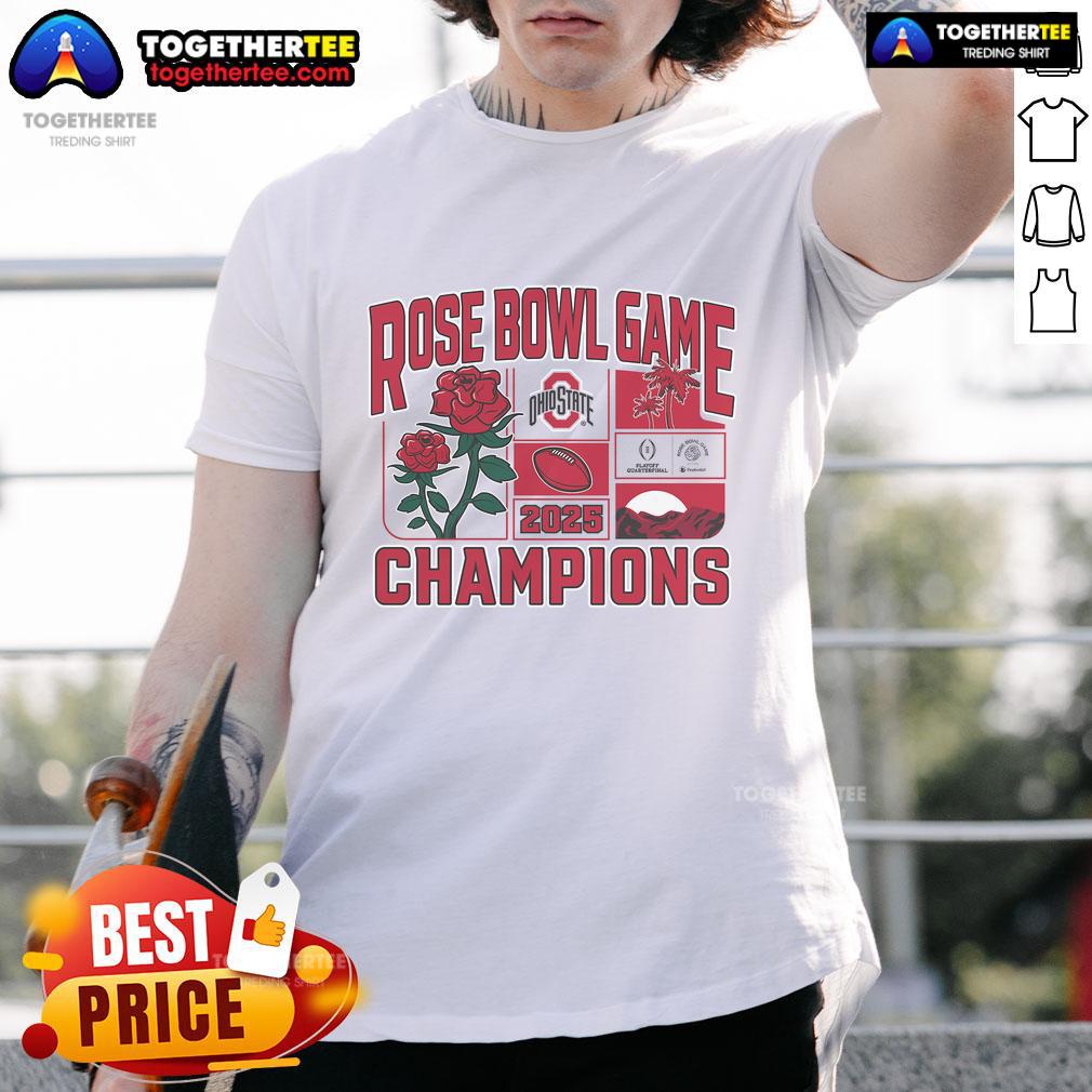 Official Ohio State Buckeyes College Football Playoff 2025 Rose Bowl Champions Victory Ahead T-Shirt
