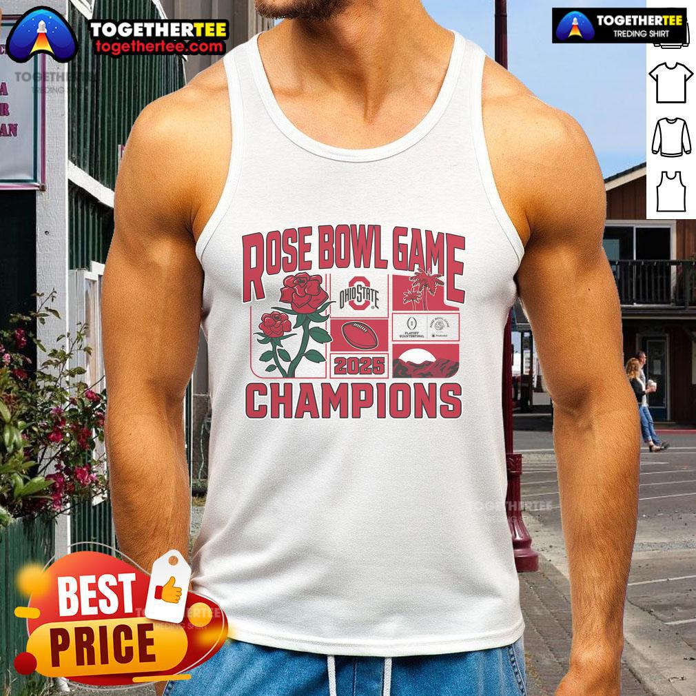 Official Ohio State Buckeyes College Football Playoff 2025 Rose Bowl Champions Victory Ahead T-Shirt - Image 4