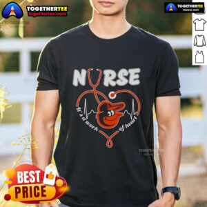 Nice Baltimore Orioles MLB Nurse It’s A Work Of Heart Stethoscope T-Shirt