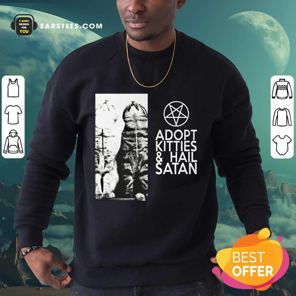 Fantastic Adopt Kitties And Hail Satan Shirt - Image 3