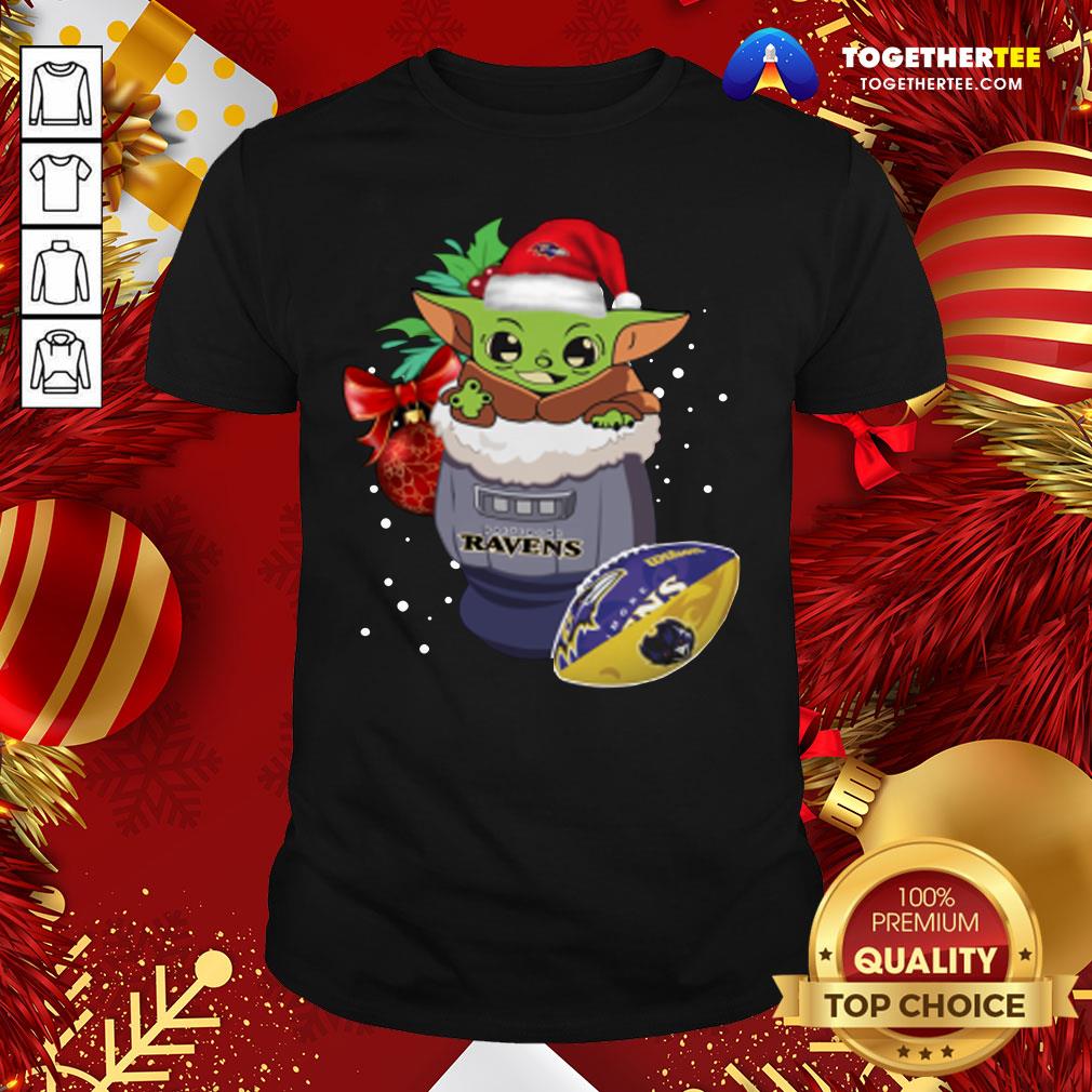 Hot Baltimore Ravens Christmas Baby Yoda Star Wars Funny Happy NFL T-Shirt