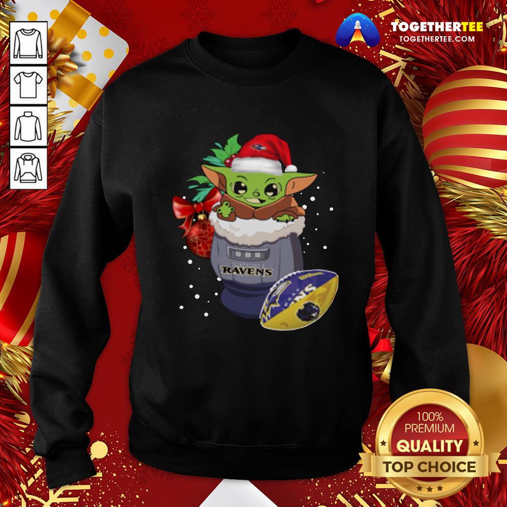 Hot Baltimore Ravens Christmas Baby Yoda Star Wars Funny Happy NFL T-Shirt - Image 4