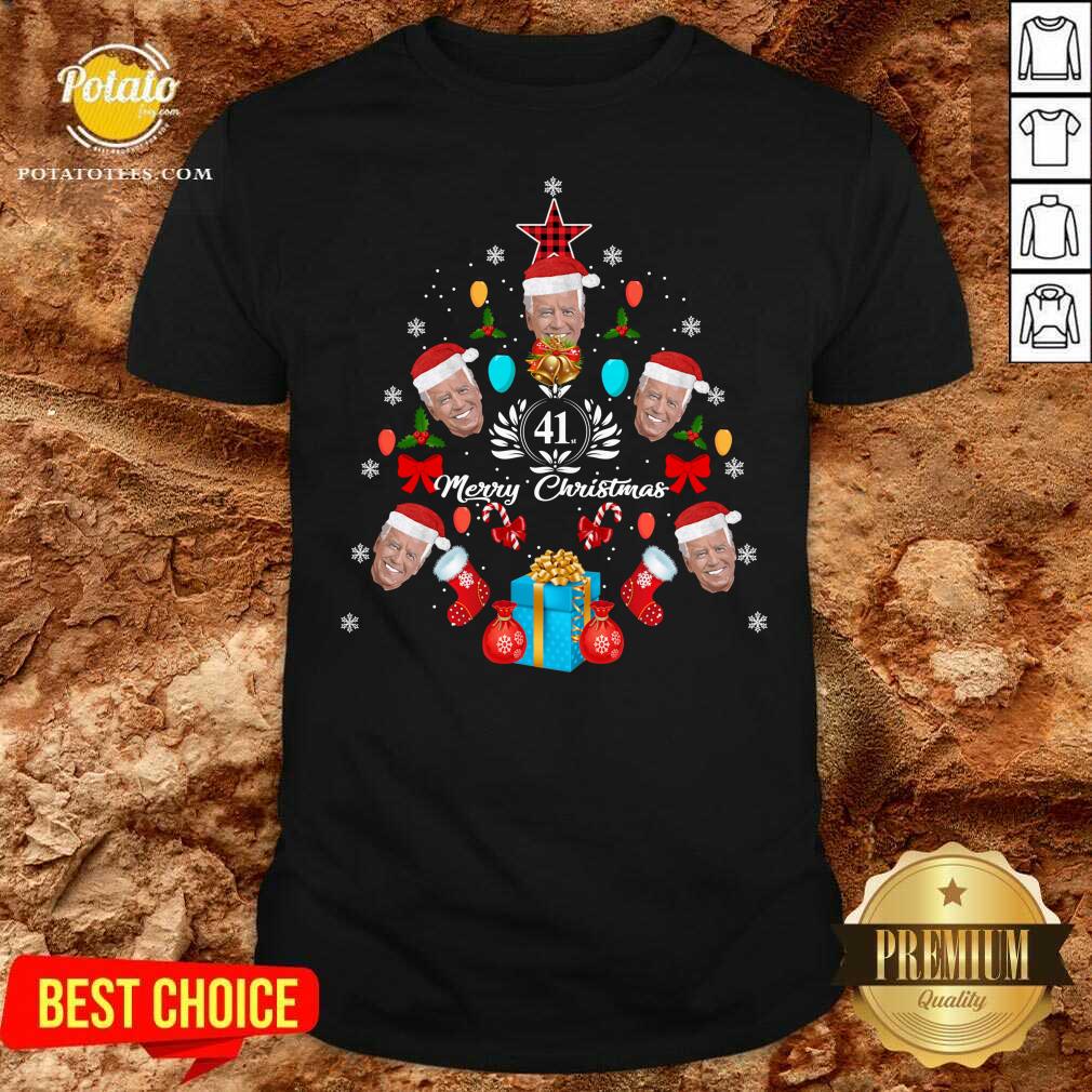 Pretty Joe Biden Christmas Tree 41th Merry Christmas Shirt