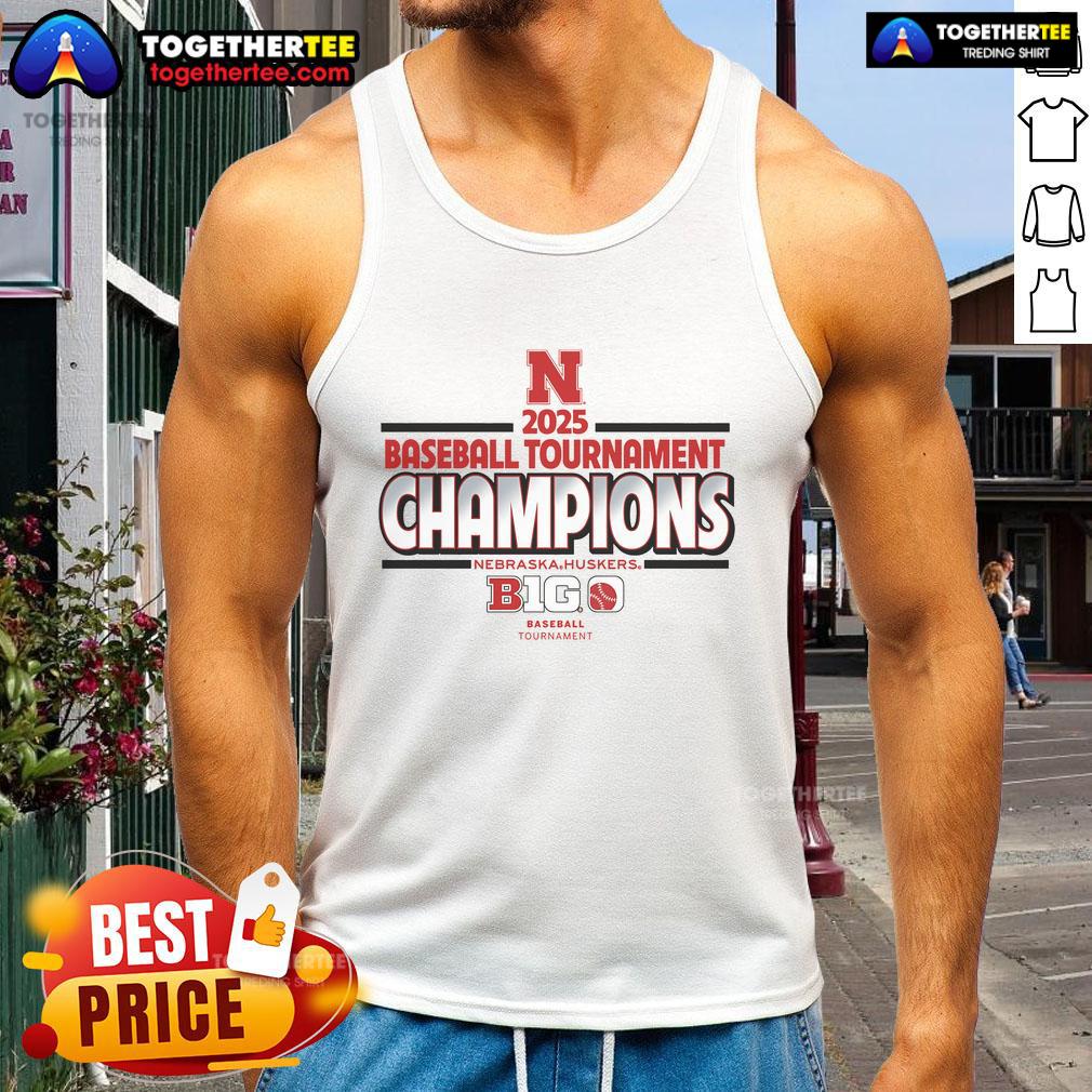 Official Scarlet Nebraska Huskers 2025 Big Ten Baseball Conference Tournament Champions T-Shirt - Image 4