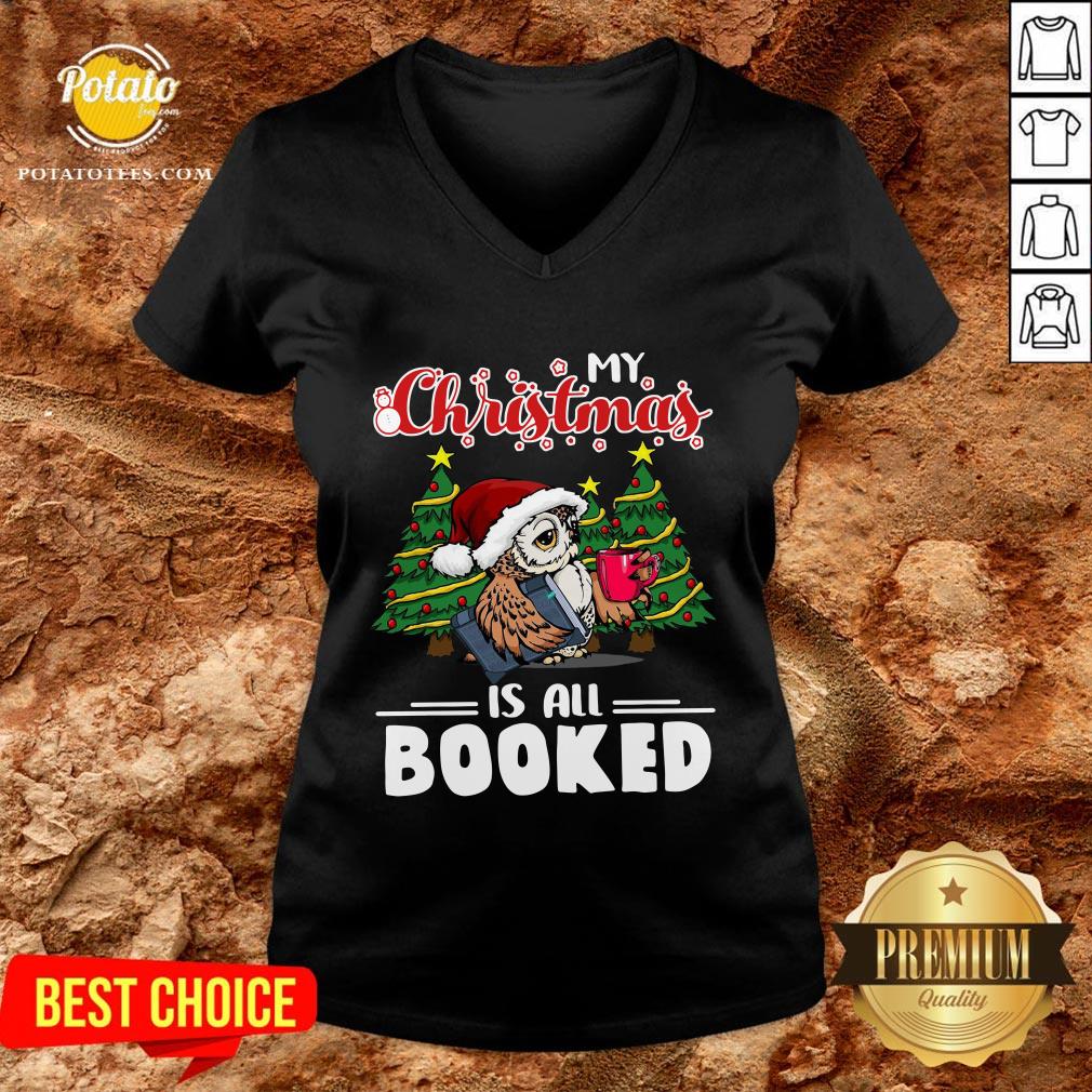Cute Owl My Christmas Is All Booked Shirt - Image 2