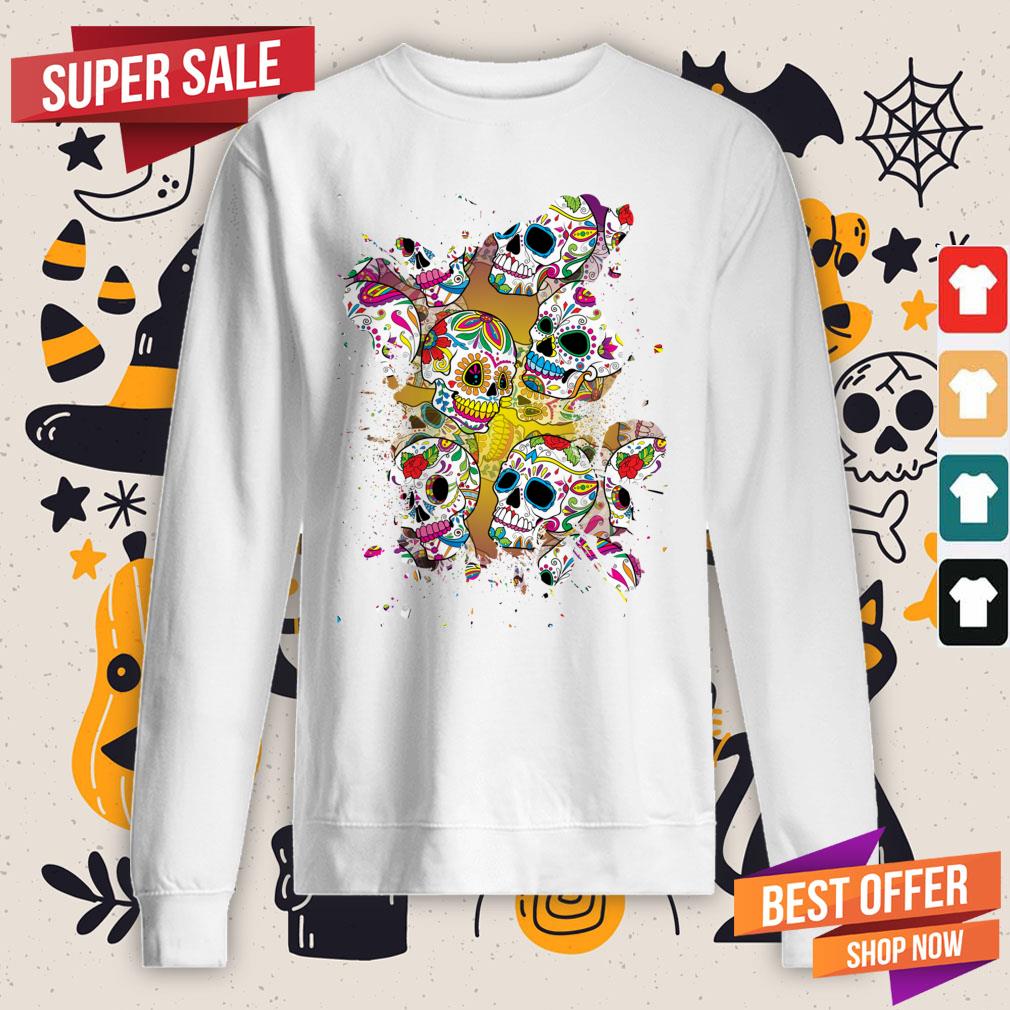Dia De Muertos Day Of The Dead Sugar Skulls Shirt - Image 4