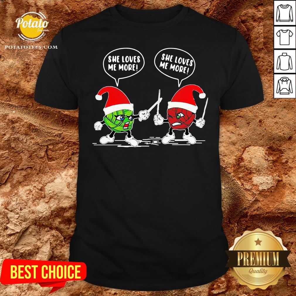 Funny Crochet Santa Combat She Loves Me More Christma Standard Shirt