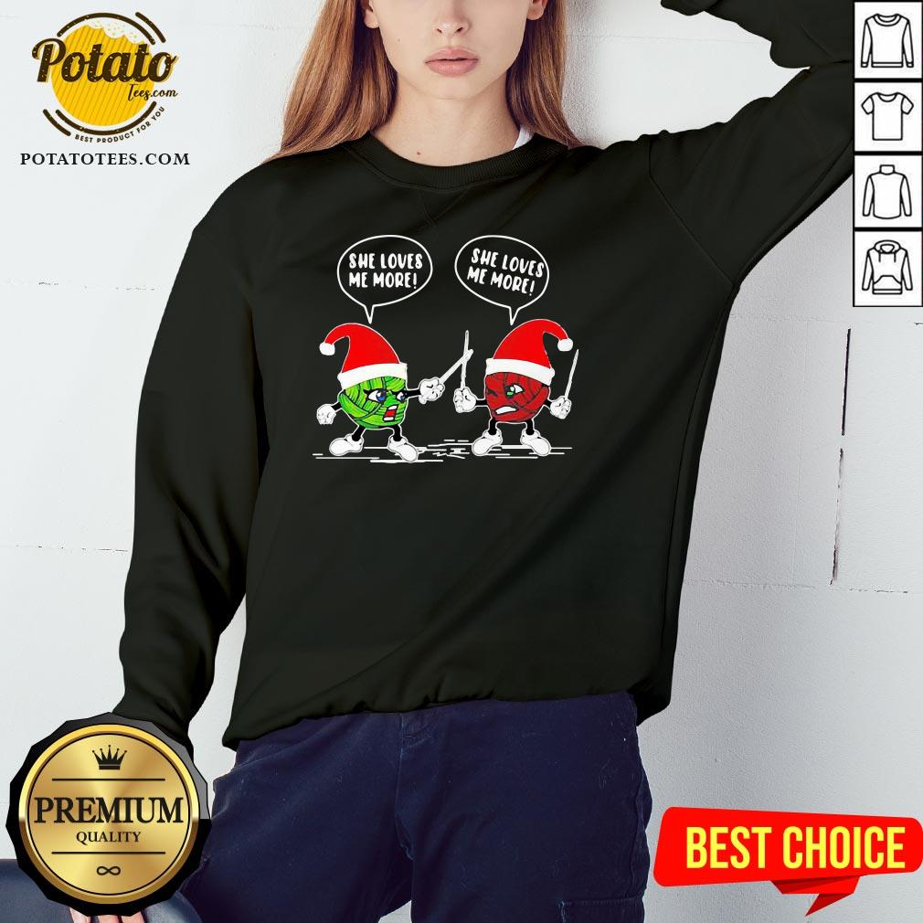 Funny Crochet Santa Combat She Loves Me More Christma Standard Shirt - Image 4