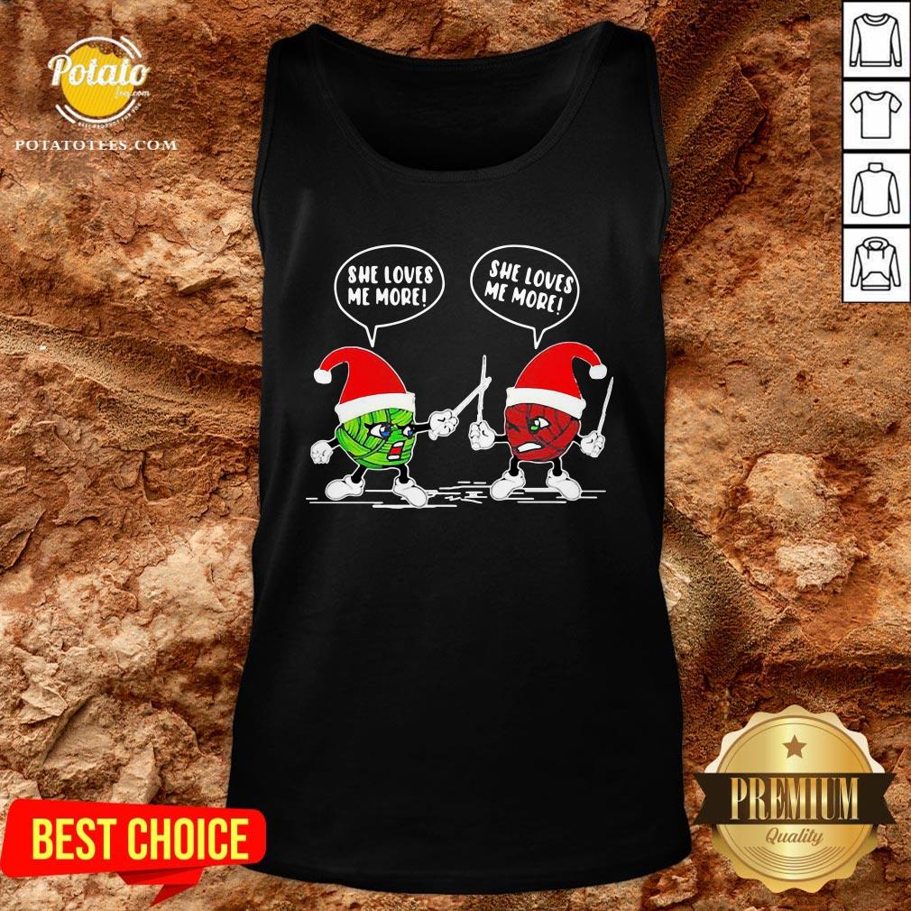 Funny Crochet Santa Combat She Loves Me More Christma Standard Shirt - Image 3