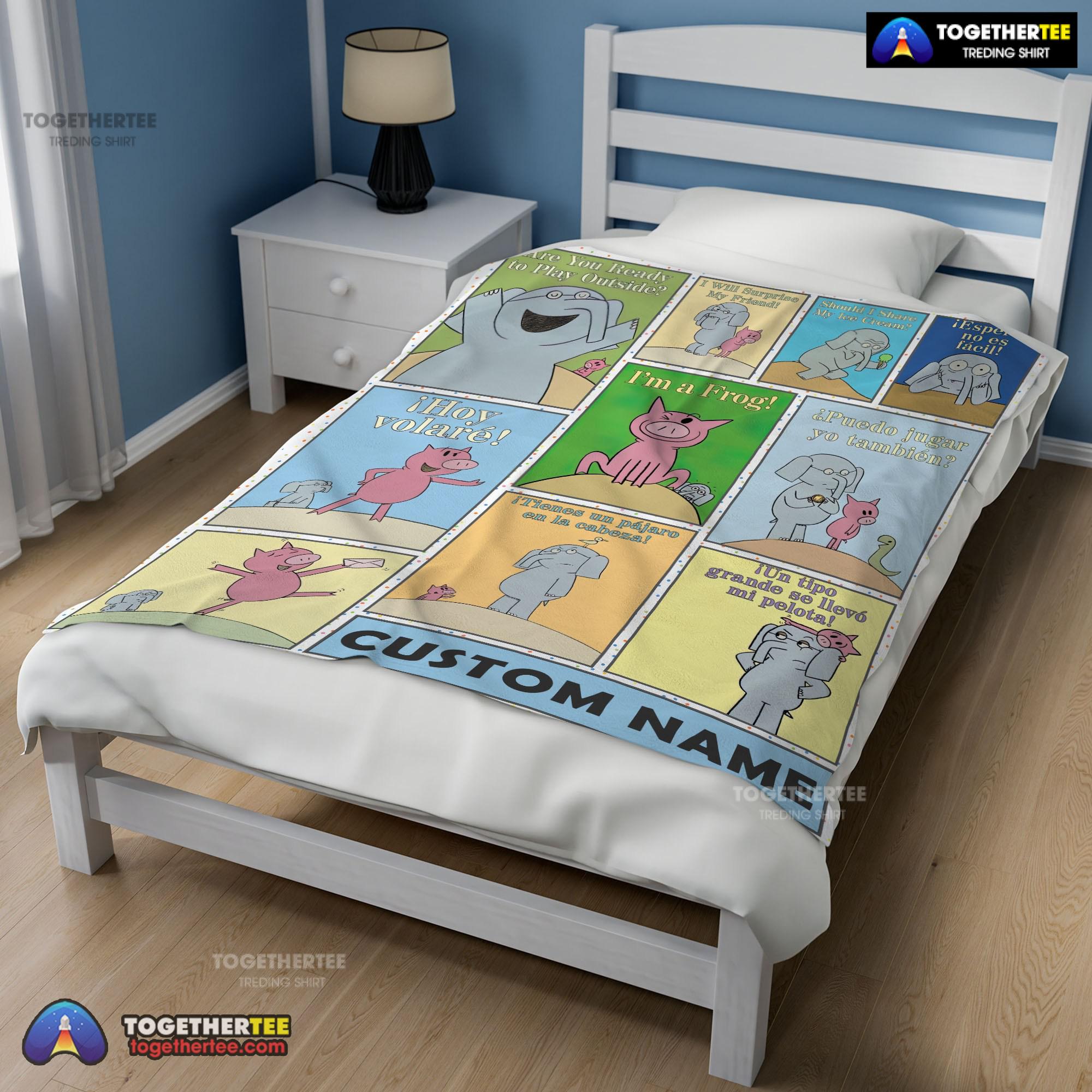 Official Cartoon Elephant & Piggie Blanket Fleece Customized Blanket - Image 2