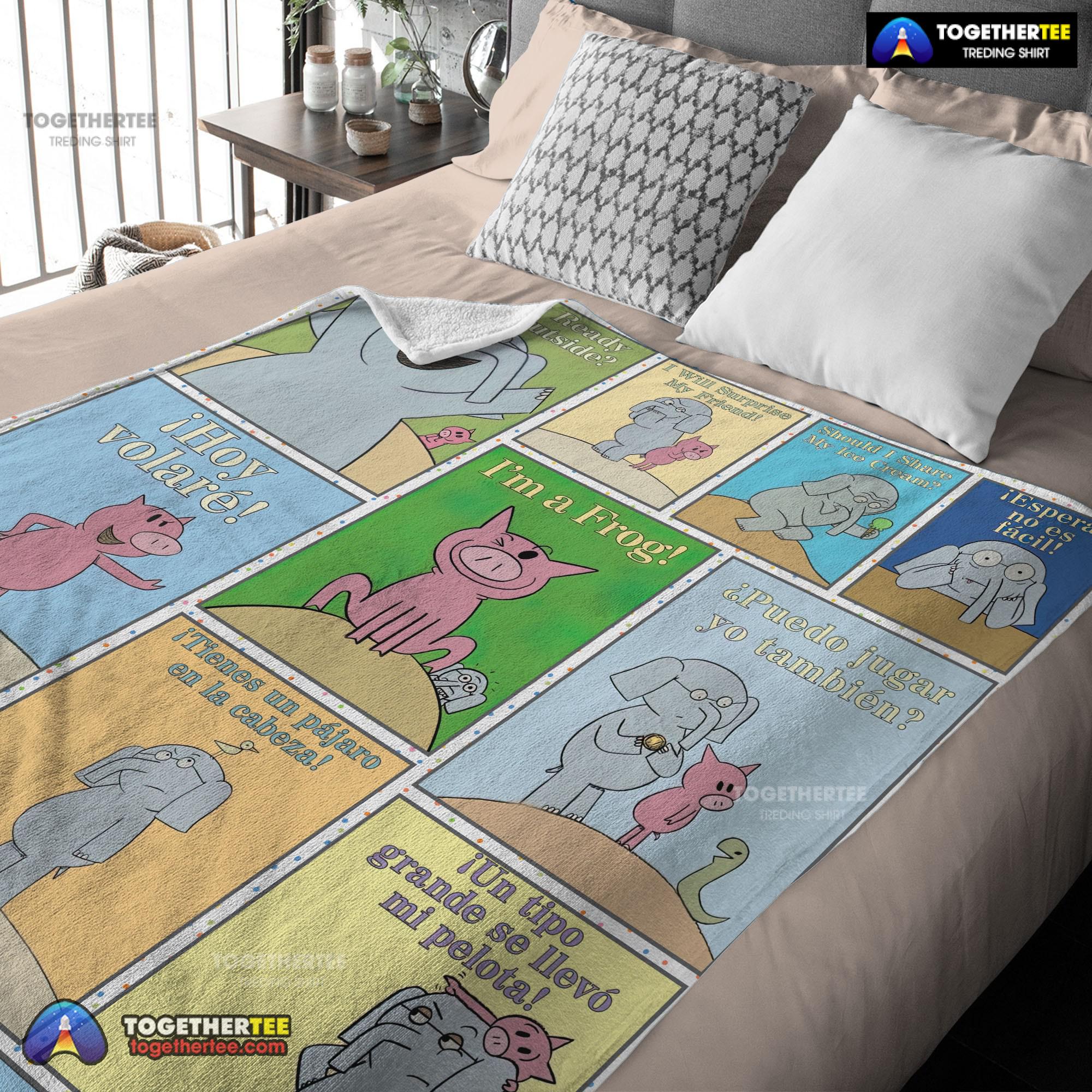 Official Cartoon Elephant & Piggie Blanket Fleece Customized Blanket - Image 3