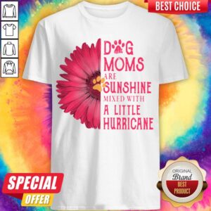 Gerbera Daisy Pink Dog Moms Are Sunshine Mixed With A Little Hurricane Shirt