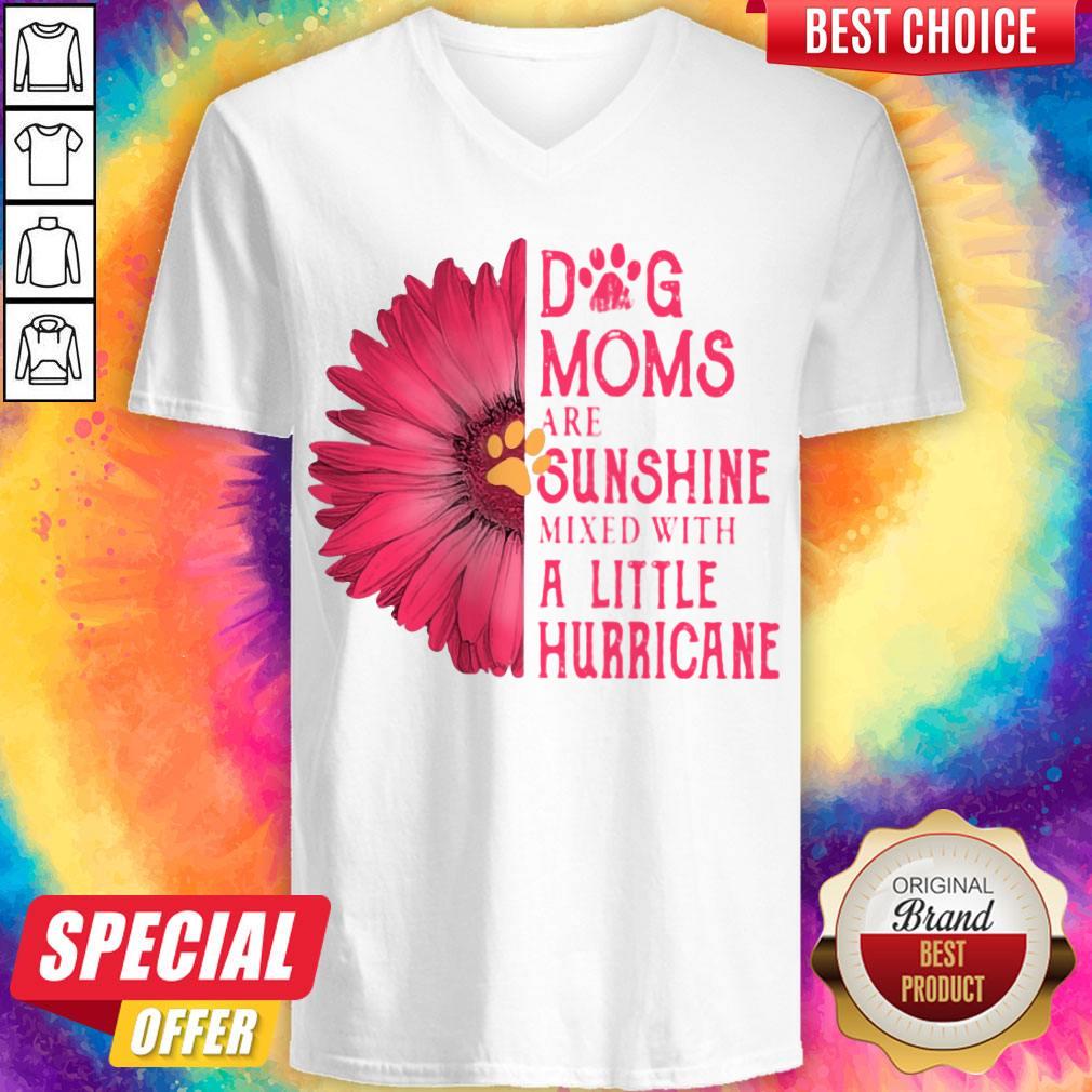 Gerbera Daisy Pink Dog Moms Are Sunshine Mixed With A Little Hurricane Shirt - Image 3