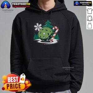 Alternative view of Snowy Pickleball Christmas Tree Festive Winter Snowflake T-Shirt