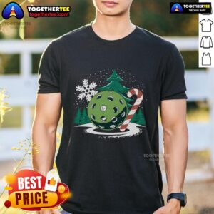 Snowy Pickleball Christmas Tree Festive Winter Snowflake T-Shirt