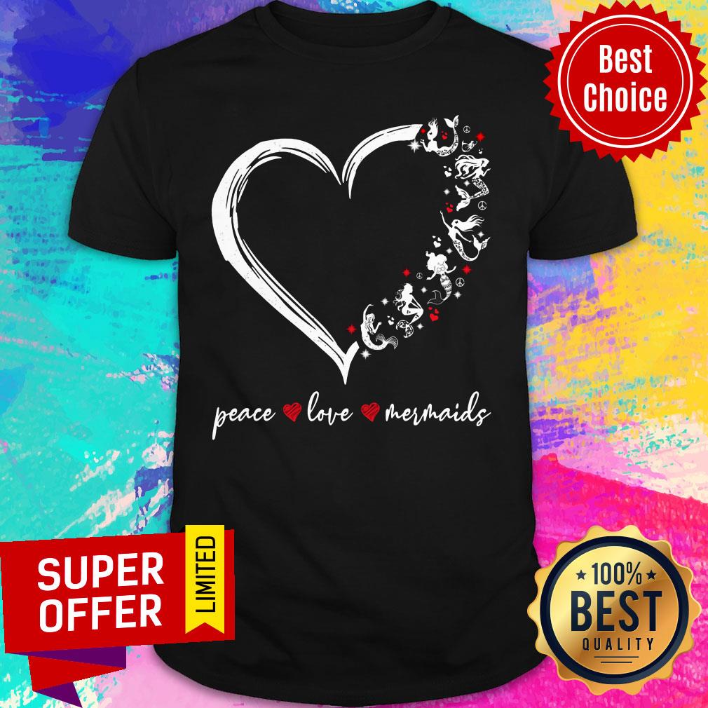 Mermaid Peace Love Heart Shirt
