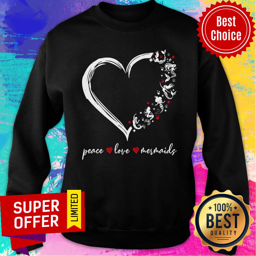 Mermaid Peace Love Heart Shirt - Image 3