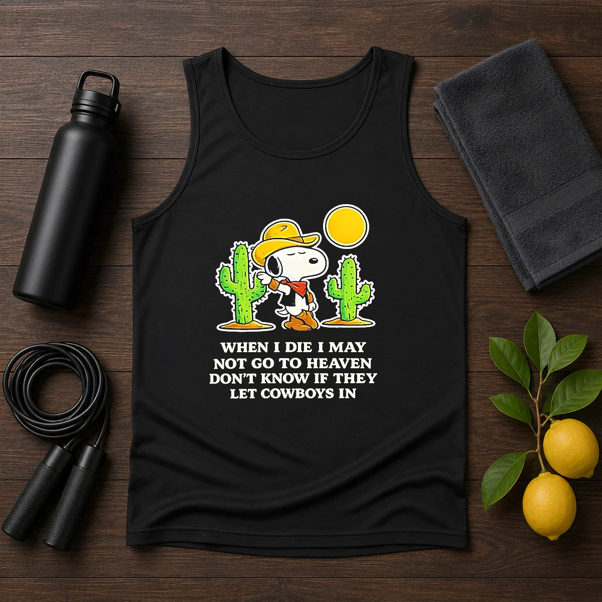 Original Snoopy Cowboy When I Die I May Not Go To Heaven Shirt - Image 3