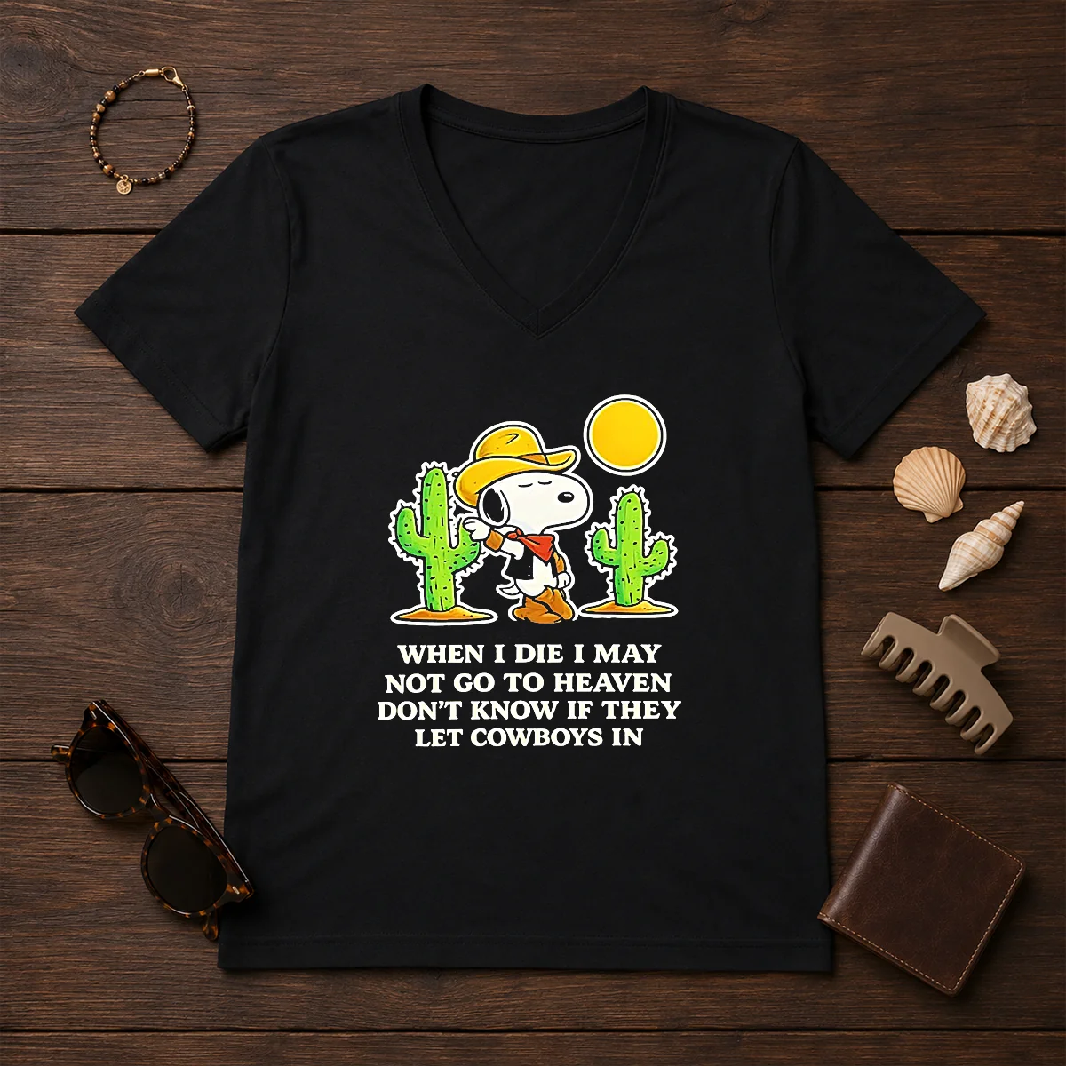 Original Snoopy Cowboy When I Die I May Not Go To Heaven Shirt - Image 2