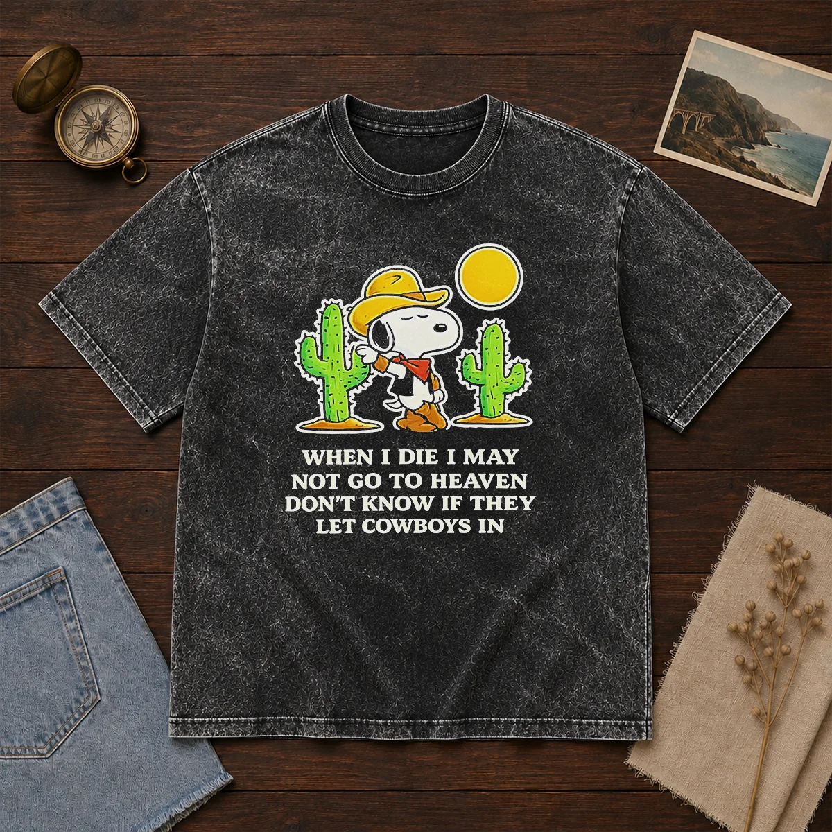 Original Snoopy Cowboy When I Die I May Not Go To Heaven Shirt - Image 8