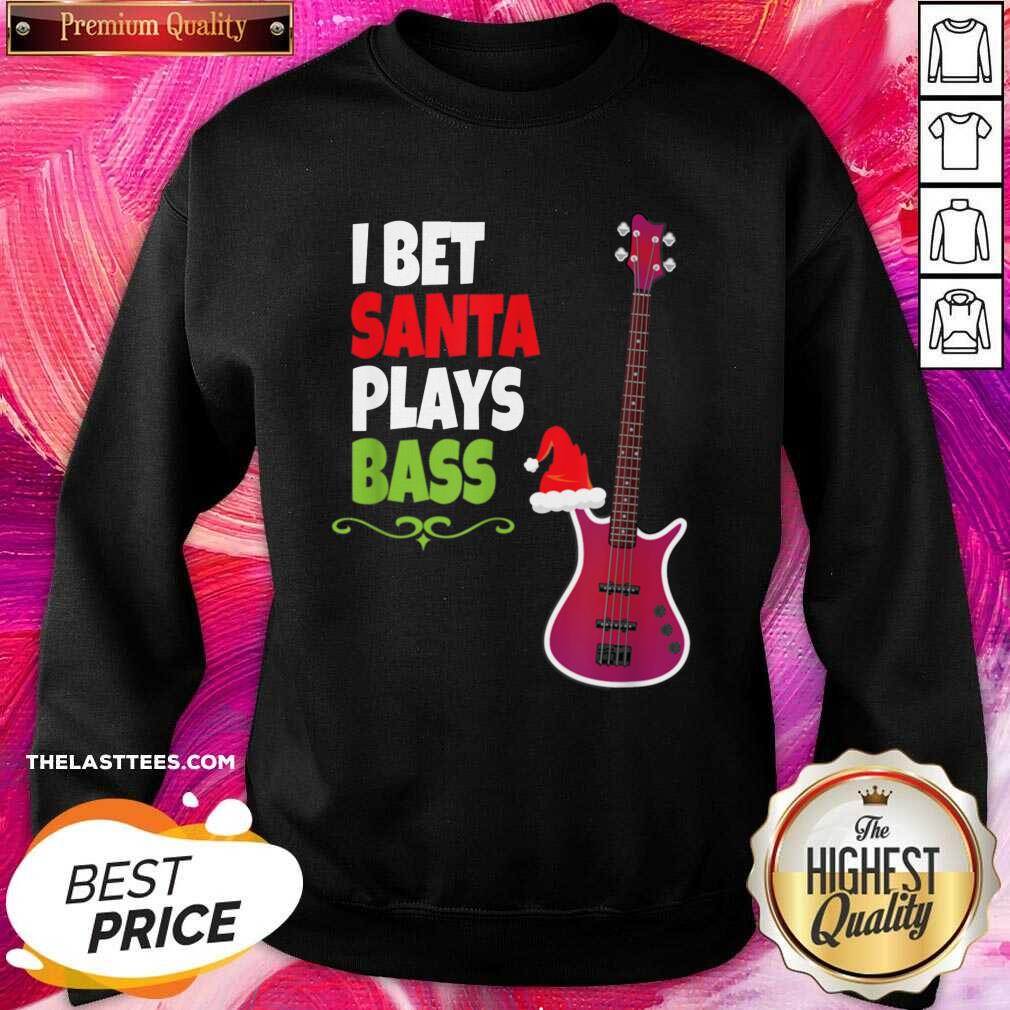 Official I Bet Santa Plays Bass Guitar Christmas Shirt - Image 4