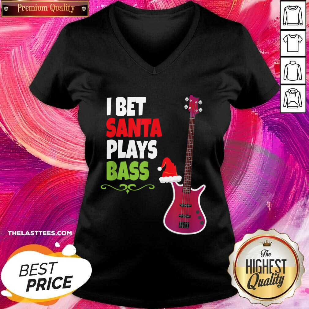Official I Bet Santa Plays Bass Guitar Christmas Shirt - Image 2