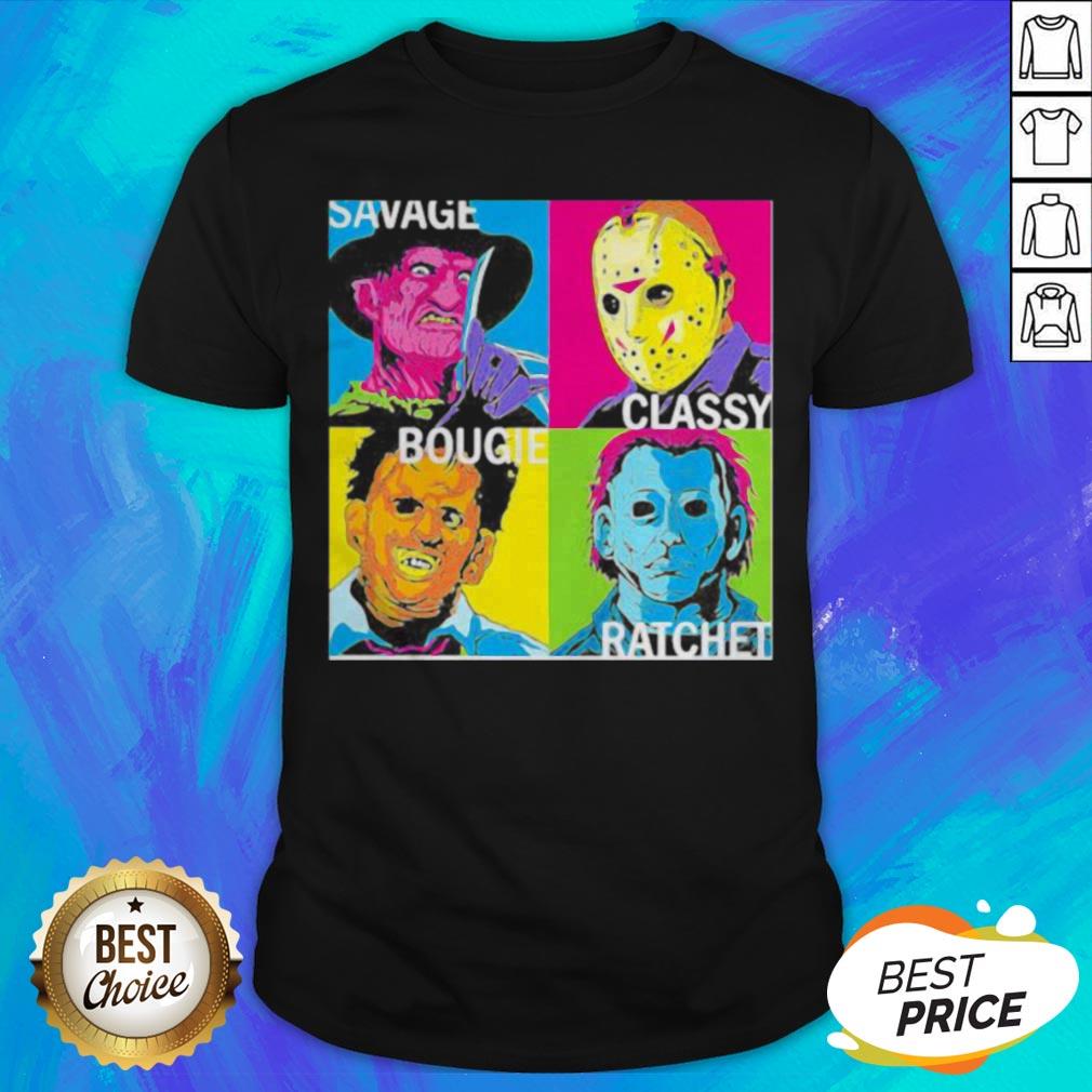 Halloween Horror Characters Savage Classy Bougie Ratchet Art Shirt