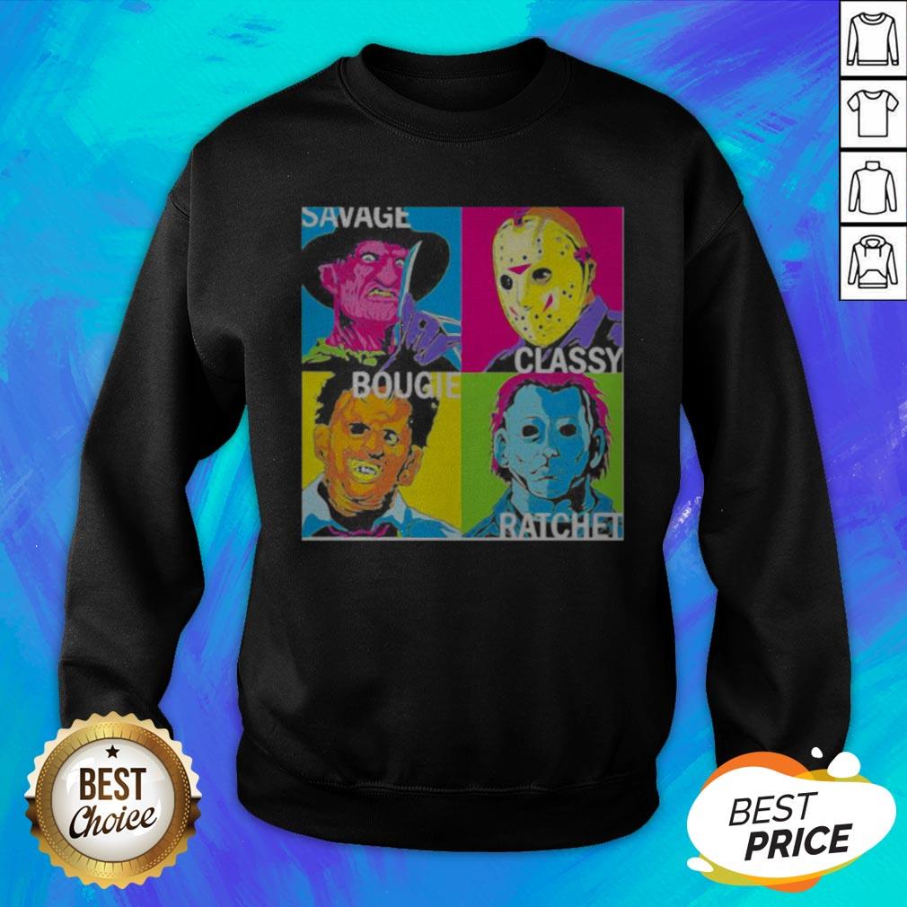 Halloween Horror Characters Savage Classy Bougie Ratchet Art Shirt - Image 2