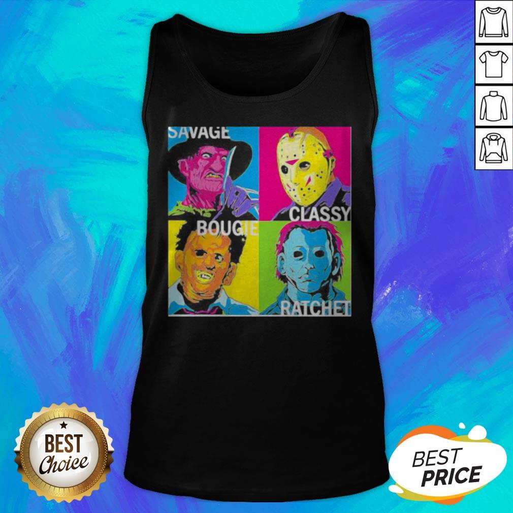 Halloween Horror Characters Savage Classy Bougie Ratchet Art Shirt - Image 4