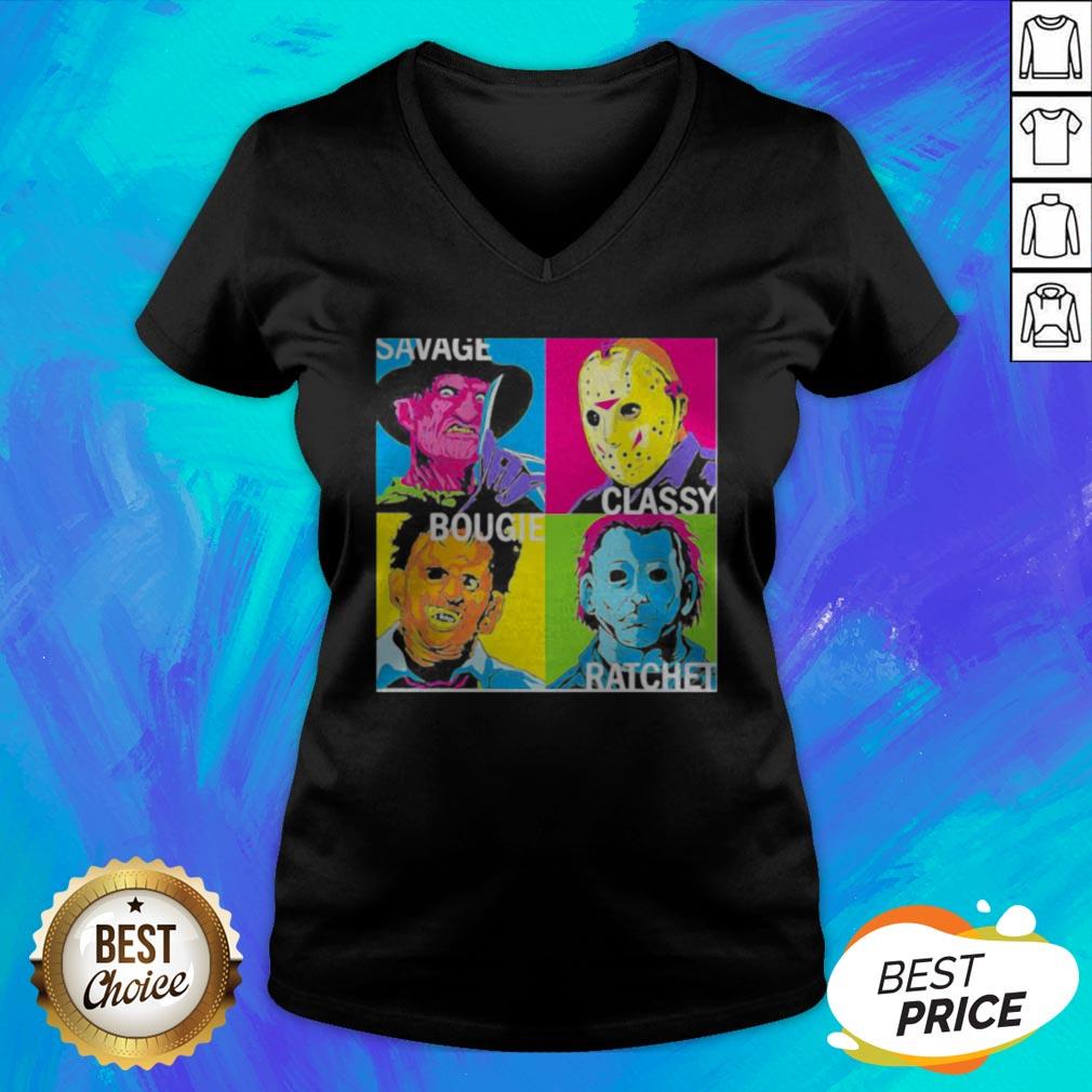 Halloween Horror Characters Savage Classy Bougie Ratchet Art Shirt - Image 5