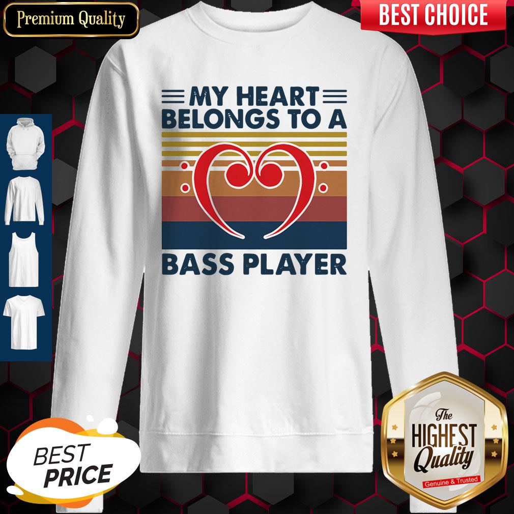 Nice Bass Guitar My Heart Belongs To A Bass Player Vintage Shirt - Image 4