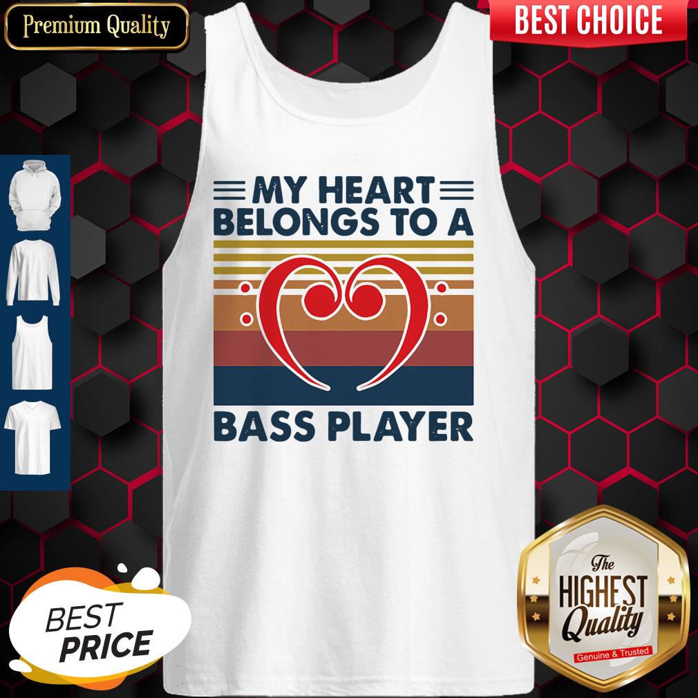 Nice Bass Guitar My Heart Belongs To A Bass Player Vintage Shirt - Image 3